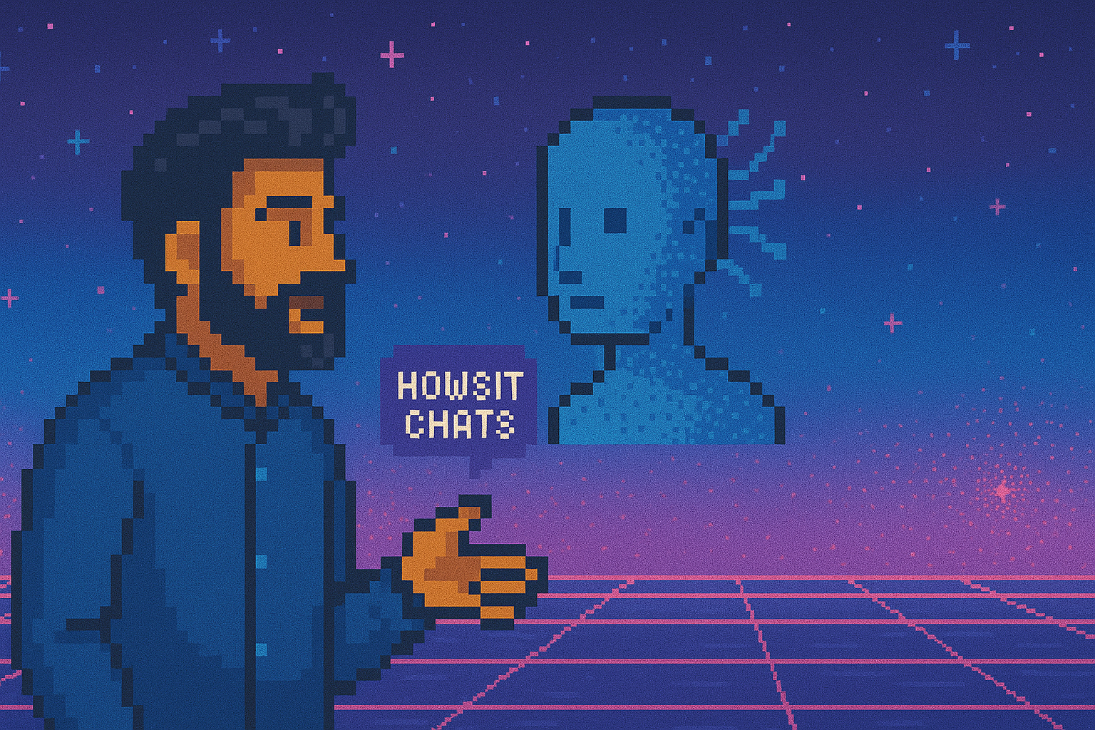 Human and AI pixel art